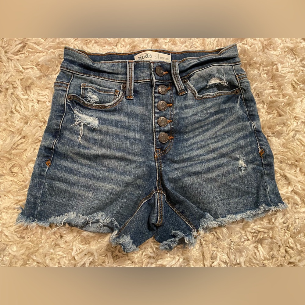 Mudd Distressed Denim Shorts High Rise FlxStretch Size 0